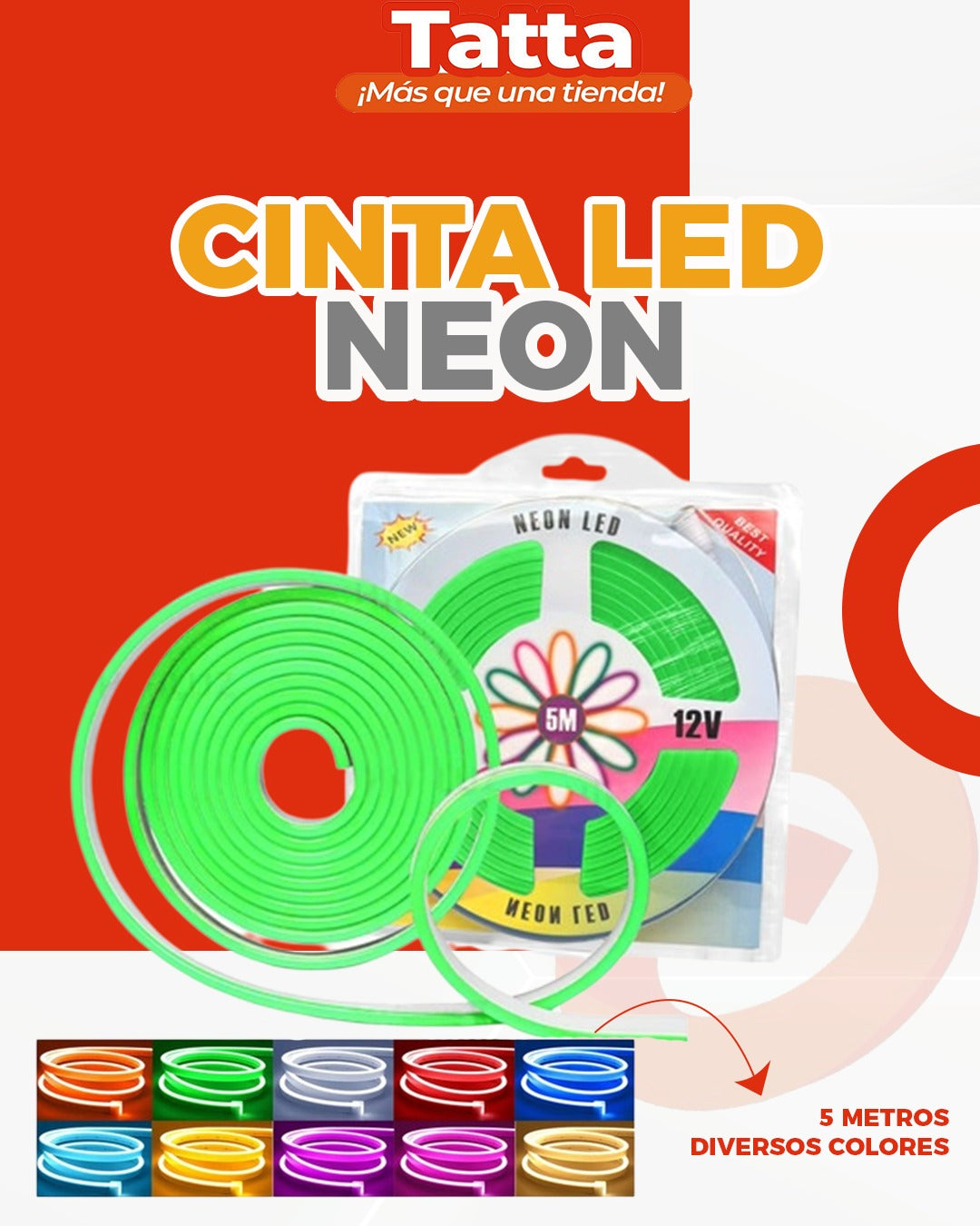 Cinta LED Neón 5 Metros con transformador