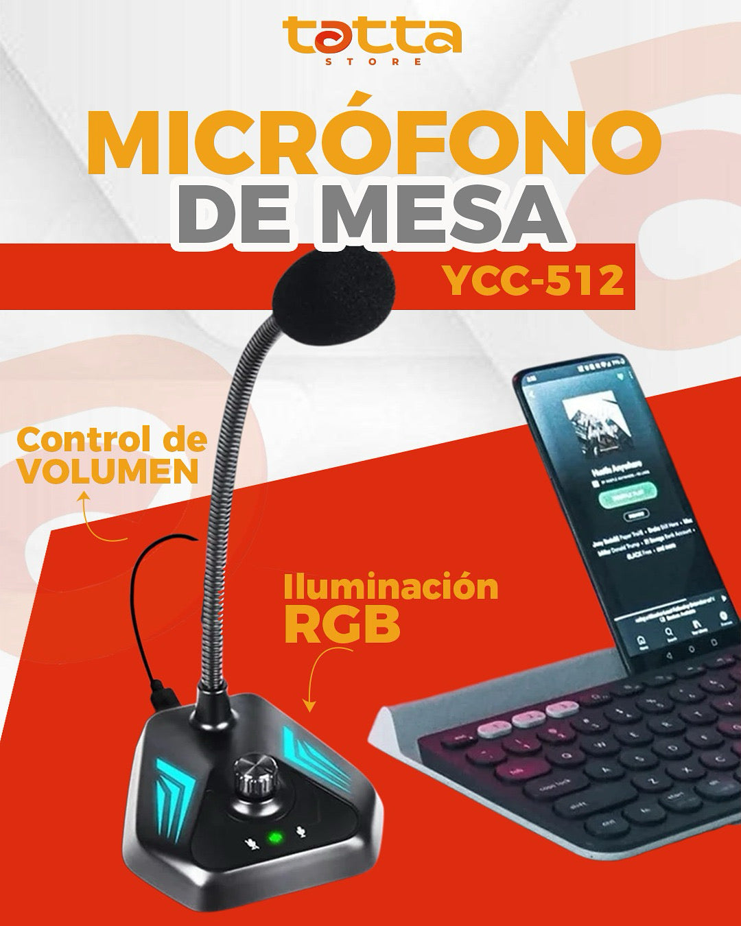 Micrófono de mesa gamer RGB