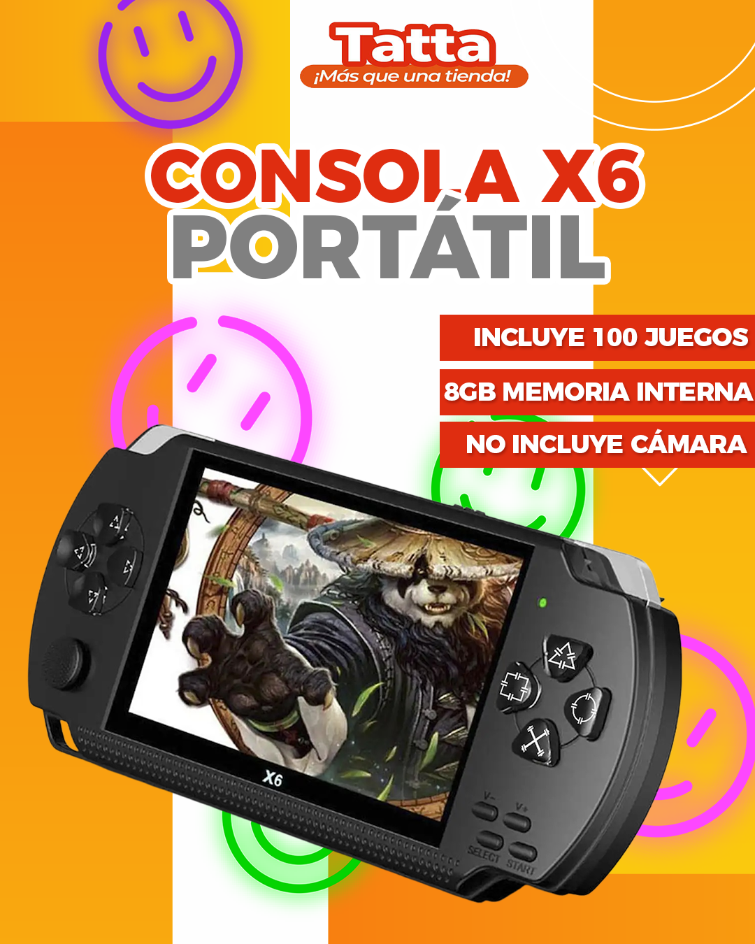 Consola portatil X6 8GB memoria interna