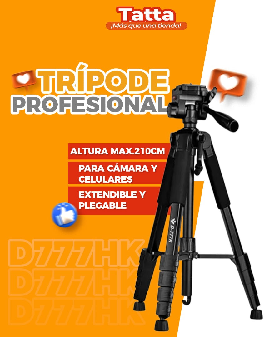 Tripode para camara y celular altura max 210 cm