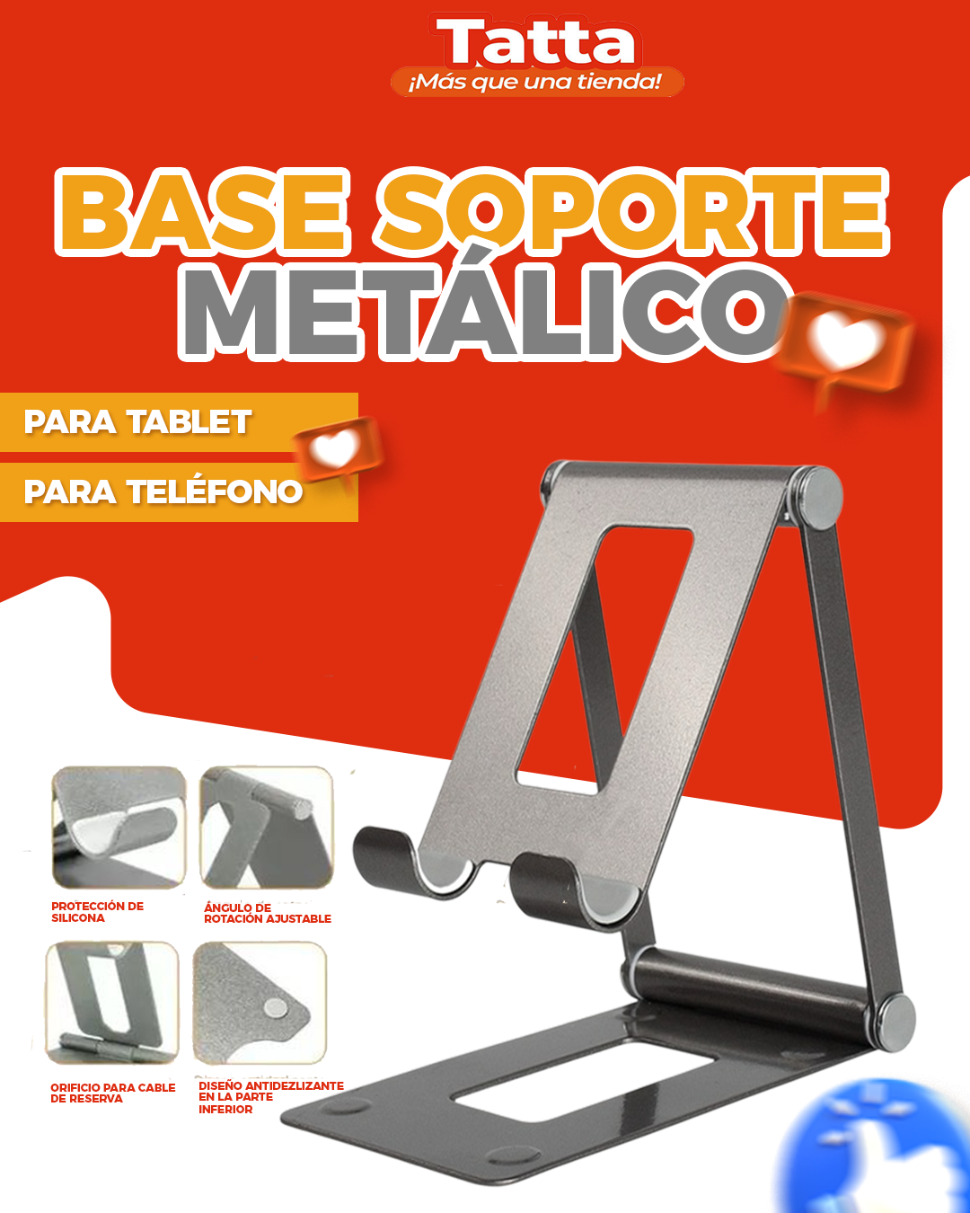 Porta celular o tablet metal Z6 para escritorio