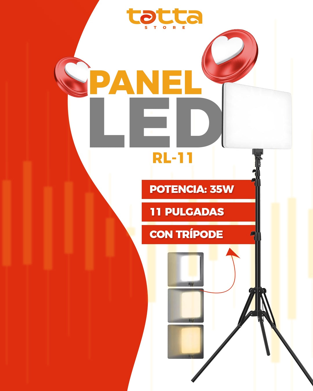 Panel LED 11" RL-11 con tripode