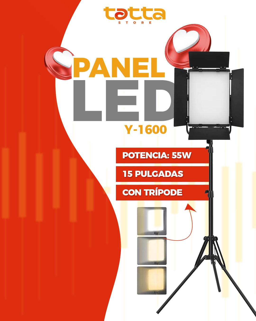 Panel LED 15" Y-1600 con tripode