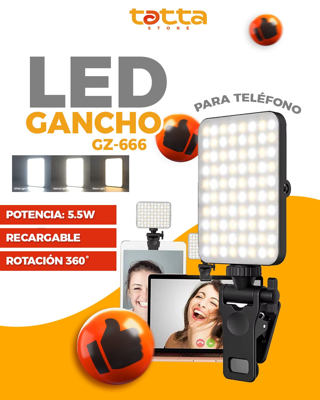 Panel LED gancho selfieGZ-666