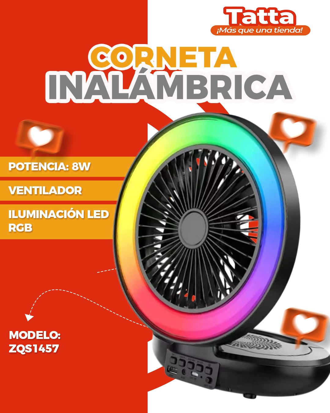 Ventilador corneta LED RGB inalambrica ZQS-1457