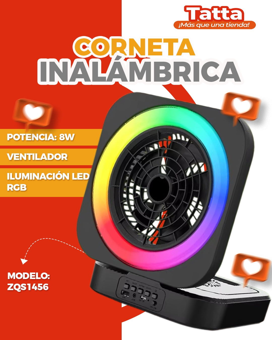 Ventilador corneta LED RGB inalambrica ZQS-1456